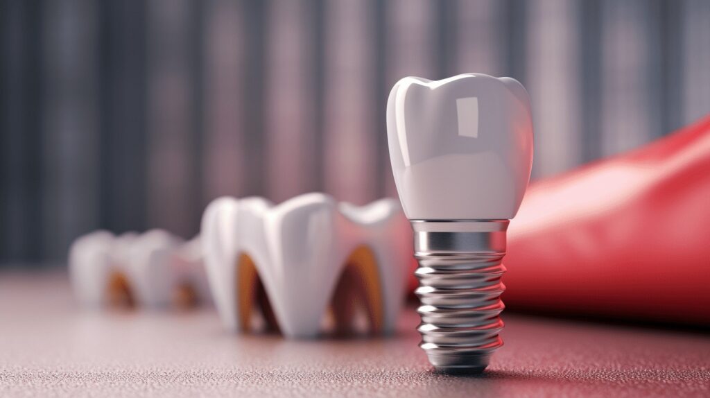 A dental implant with a crown