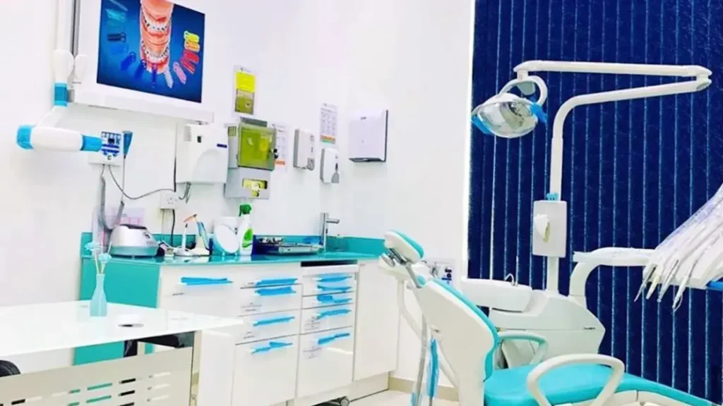 A modern dental office at the Safwa Medical Center, equipped with a dental chair, tools, and medical equipment
