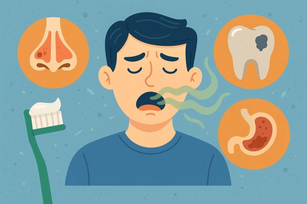 ما الأسباب الأكثر شيوعاً لرائحة الفم رغم تفريش الأسنان يومياً؟