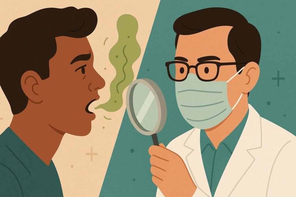 How do dentists diagnose the real cause of bad breath?