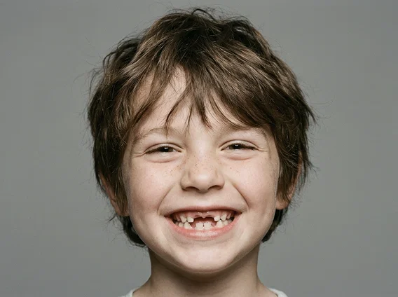 Child with misaligned teeth before treatment